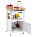18x23in Kitchen Island Cart Rolling Storage Table with Single Door Cabinet