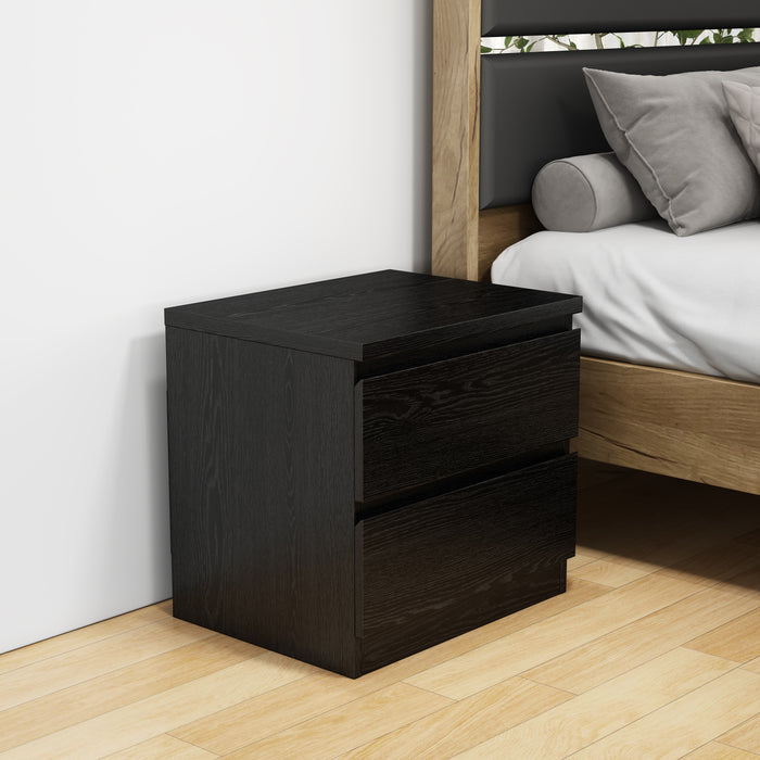 19.7-Inch Black Nightstand with 2 Drawers, Beside Table with Drawers Handle Free Design,Thickened Top Plate,Small Side Table Storage Cabinet 2 Drawer Night Stand for Bedroom,Living Room