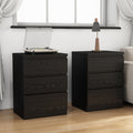 19.7-Inch Black Nightstand with 3 Drawers,Set of 2,Beside Table with Drawers Handle Free Design,Thickened Top Plate,Small Side Table Storage Cabinet 3 Drawer Night Stand for Bedroom,Living Room