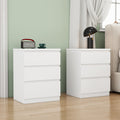 19.7-Inch White Nightstand with 3 Drawers,Set of 2,Beside Table with Drawers Handle Free Design,Thickened Top Plate,Small Side Table Storage Cabinet 3 Drawer Night Stand for Bedroom,Living Room