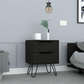 2 Nightstand, Hairpin Legs, Two Drawers, Black