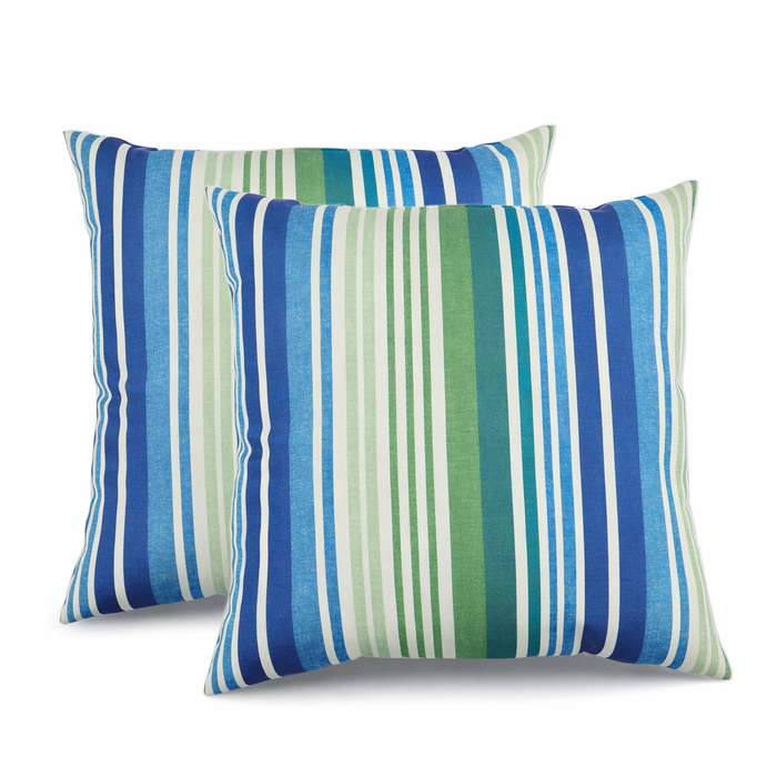2 Pack Outdoor Throw Pillows, Waterproof & Fade-Resistant Patio Cushions for Garden, Porch, Poolside Furniture - Soft & Comfortable Decorative Pillow Covers (18x18 Inch, striped Rich Navy Blue)