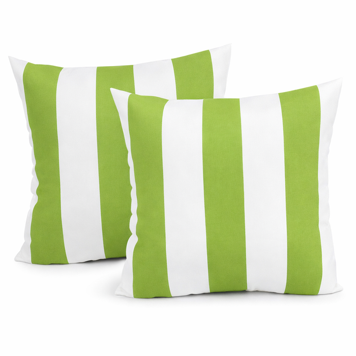 2 Pack Outdoor Throw Pillows, Waterproof & Fade-Resistant Patio Cushions for Garden, Porch, Poolside Furniture - Soft & Comfortable Decorative Pillow Covers (18x18 Inch, Green/White)