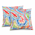 2 Pack Outdoor Throw Pillows, Waterproof & Fade-Resistant Patio Cushions for Garden, Porch, Poolside Furniture - Soft & Comfortable Decorative Pillow Covers (18x18 Inch, paisley multi)