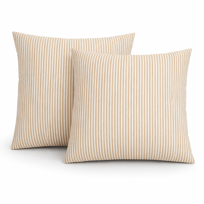 2 Pack Outdoor Throw Pillows, Waterproof & Fade-Resistant Patio Cushions for Garden, Porch, Poolside Furniture - Soft & Comfortable Decorative Pillow Covers (18x18 Inch, Beige White)