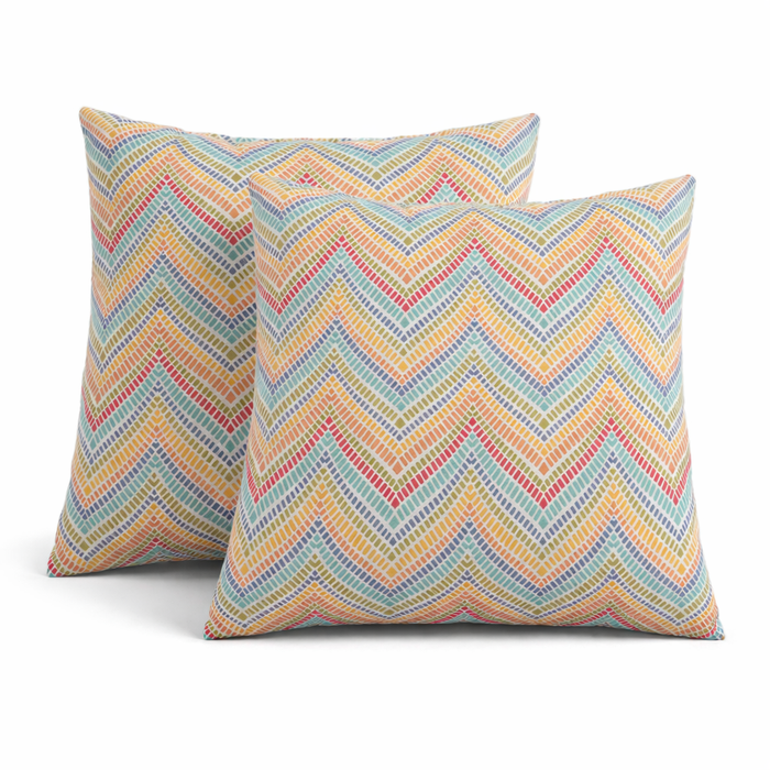 2 Pack Outdoor Throw Pillows, Waterproof & Fade-Resistant Patio Cushions for Garden, Porch, Poolside Furniture - Soft & Comfortable Decorative Pillow Covers (18x18 Inch, Muted Multicolor)