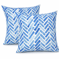 2 Pack Outdoor Throw Pillows, Waterproof & Fade-Resistant Patio Cushions for Garden, Porch, Poolside Furniture - Soft & Comfortable Decorative Pillow Covers (18x18 Inch,Blue bricks)