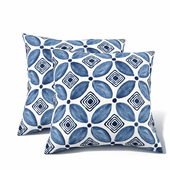 2 Pack Outdoor Throw Pillows, Waterproof & Fade-Resistant Patio Cushions for Garden, Porch, Poolside Furniture - Soft & Comfortable Decorative Pillow Covers (18x18 Inch, Soft Slate Blue)