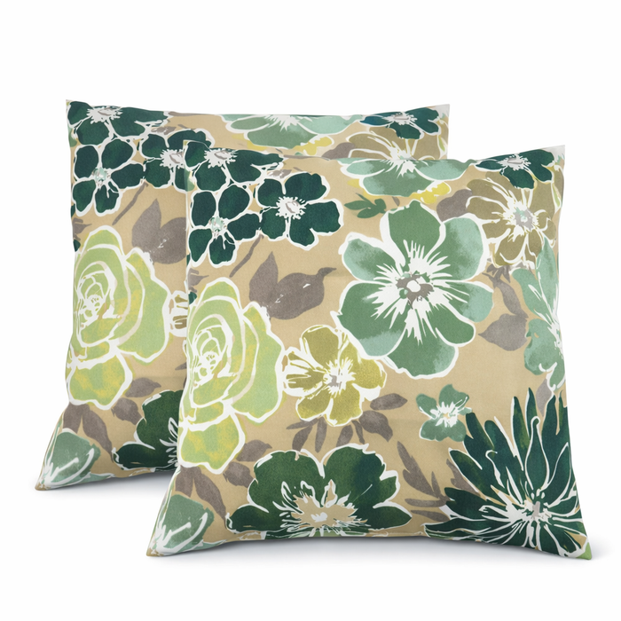 2 Pack Outdoor Throw Pillows, Waterproof & Fade-Resistant Patio Cushions for Garden, Porch, Poolside Furniture - Soft & Comfortable Decorative Pillow Covers (18x18 Inch, Magpie Fabrics)