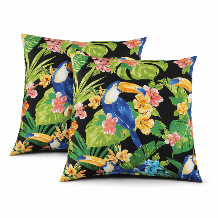 2 Pack Outdoor Throw Pillows, Waterproof & Fade-Resistant Patio Cushions for Garden, Porch, Poolside Furniture - Soft & Comfortable Decorative Pillow Covers (18x18 Inch, Rich Forest Green)