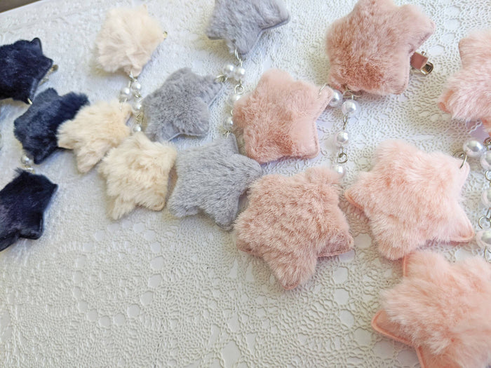 2-Way Fuzzy Star Clips (3 Colors) - Lolita Collective