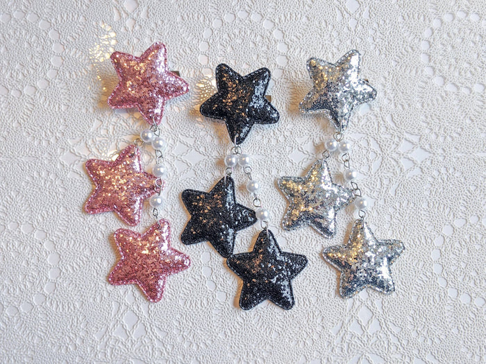 2-Way Glitter Star Clips (3 Colors) - Lolita Collective