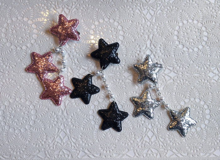 2-Way Glitter Star Clips (3 Colors) - Lolita Collective
