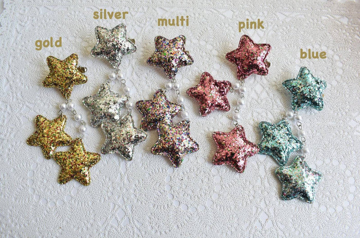 2-Way LG Glitter Star Clips (5 Colors) - Lolita Collective