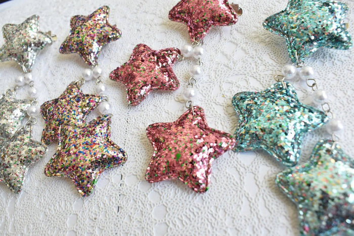 2-Way LG Glitter Star Clips (5 Colors) - Lolita Collective