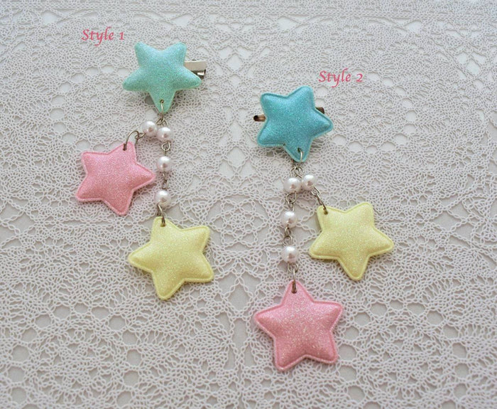 2-Way Multi Pastel Star Clips (4 colors) - Lolita Collective