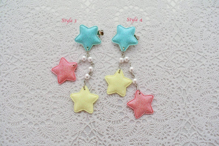 2-Way Multi Pastel Star Clips (4 colors) - Lolita Collective