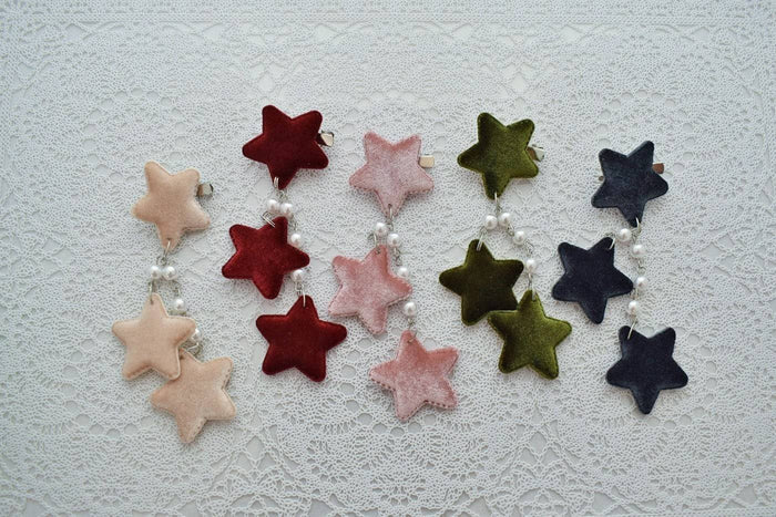 2-Way Velvet Star Clips (5 Colors) - Lolita Collective