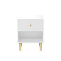23.22''H White MDF Wooden Nightstand with One Drawer and One Shelf for Kids and Adults