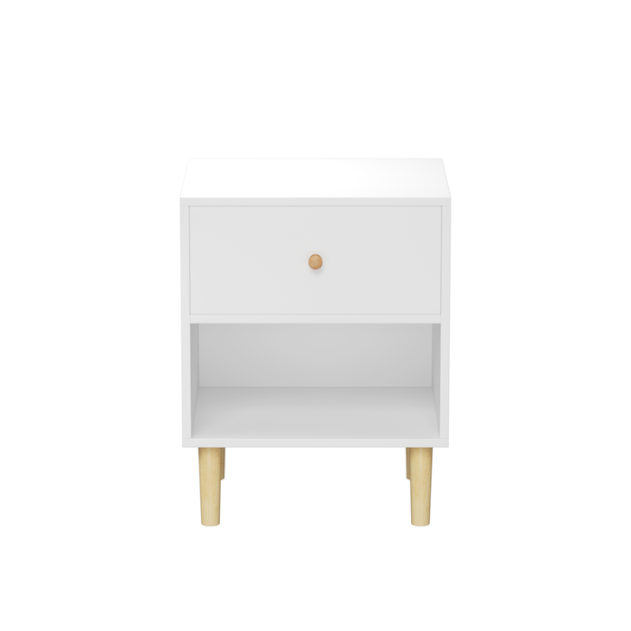23.22''H White MDF Wooden Nightstand with One Drawer and One Shelf for Kids and Adults