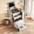 3-in-1 Flip Mirror Vanity Desk with Lights & Storage, Makeup Dressing Table with Adjustable LED