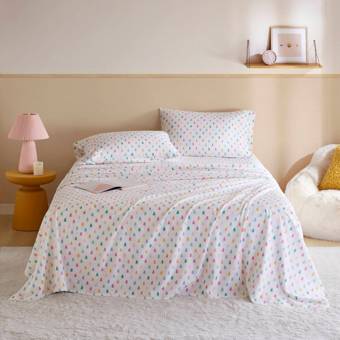 3-Piece Twin XL 100% Cotton Pigment Printed Sheet Set,Tree Block