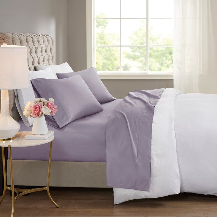 4-Piece Full Cooling Cotton Blend Sheet Set, Purple