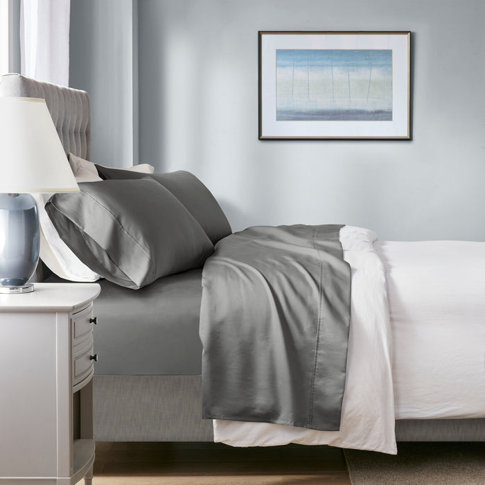 4-Piece Full HeiQ Smart Temperature Cotton Blend Sheet Set, Charcoal