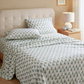 4-Piece Queen 100% Cotton Printed Sheet Set,Ikat tree