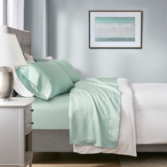 4-Piece Queen HeiQ Smart Temperature Cotton Blend Sheet Set, Seaform