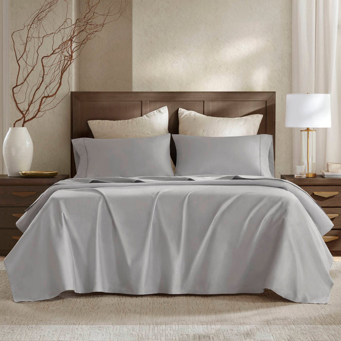 4 Pieces Cal King Sateen Sheet Set,Gray