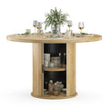 43' Round Dining Table for 4 People, Small Wood Kitchen Table with Sturdy Metal Base, Modern Round Dinner Table for Dining Room, Easy Assembly