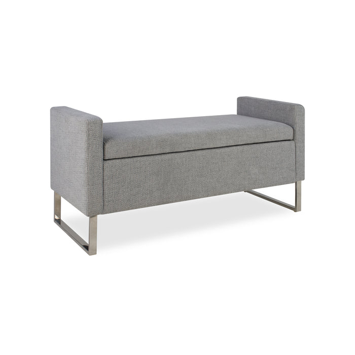 47' Ottoman with Storage,Upholstered Entryway Bench for Bedroom and Living Room,End of Bed Bench with Metal Base, Grey. Modern style