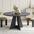 47' Round Dining Table for 4-7 People, Modern Wood Kitchen Table with Sturdy Metal Base, Large Round Dinner Table for Dining Room, Easy Assembly