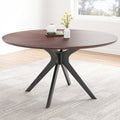 47.2' Solid Wood Round Dining Kitchen Table for 4-6 People with Intersecting Pedestal Base