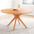 47.2' Solid Wood Round Dining Kitchen Table for 4-6 People with Intersecting Pedestal Base