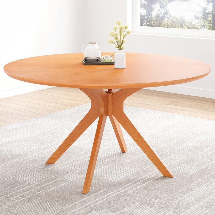 47.2' Solid Wood Round Dining Kitchen Table for 4-6 People with Intersecting Pedestal Base