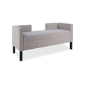 50'Ottoman with 2 Bolster Pillows & Wood Legs, Upholstered End of Bed Daybed Seating, Foot Rest Stool Furniture for Bedroom, Living Room, Entryway, Grey