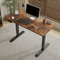 55'×24' Rustic Brown Electric Standing Desk Height Adjustable Desk for Home and Office Computer Table Gaming Desk Modern Lift-up Desk