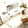 55'×24' White Double Beam Electric Standing Desk Height Adjustable Desk for home and office Standing desk frame with Sliced Board
