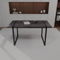 59 ' dining table modern industrial rectangular MDF black , 4-6 people, 1.5' thick engineering wood tabletop and black rectangular metal legs, used for home & kitchen