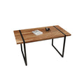 59' Modern Industrial Rectangular Dining Table with MDF Natural Wood Color Top and Black Metal Legs, 4-6 Person Capacity, 1.5' Thick Engineered Wood Surface