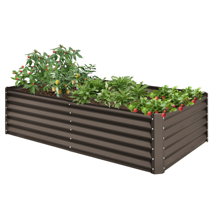 6x3x1.5ft Galvanized Raised Garden Bed, Outdoor Planter Garden Boxes Large Metal Planter Box for Gardening Vegetables Fruits Flowers, Brown