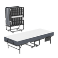 75 Inch Folding Bed with 5' Memory Foam Mattress, Space Saving Rollaway Guest Bed, Heavy-Duty Metal Frame on Wheels, Portable Twin Bed for Adults & Guests