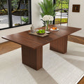 78 Inch Long Dining Table with Storage Base in Natural Wood Veneer, Rectangular MDF Farmhouse Table for 6, Modern Rustic Kitchen Table for Dining Room