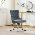 A&A Furniture Office Chair,Modern Chenille Upholstered Tufted Button Home Office Chair with Chrome Metal Base,Adjustable Desk Chair Swivel Office Chair (Light Blue)