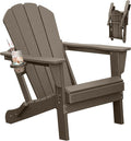 Adirondack Chair, Plastic Adirondack Chairs, HDPE Adirondack Chair, Folding Adirondack Chairs,Outdoor Chairs with Cup Holder for Lawn Patio Deck Fire Pit -Brown