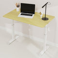 Adjustable study desk suitable for children and adults, height-adjustable, multifunctional home office desk, compact design, desktop dimensions: 60cm × 100cm, white frame with natural wood-colored tab