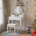 Ashley Wood Make-Up Vanity Table and Stool Set, White