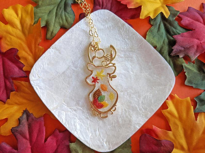 Autumn Leaf Deer Necklace - Lolita Collective